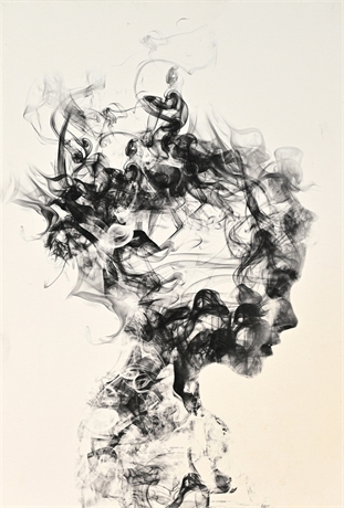 Daniel Taylor “Dissolve Me” Abstract Smoke Portrait Canvas Print 18x12