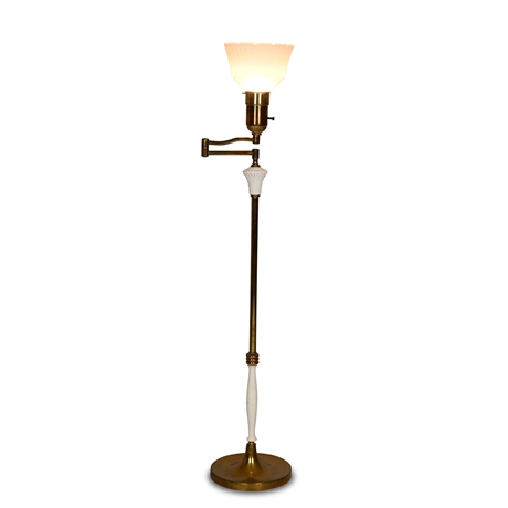 55" Antique Brass & Hobnail Lamp