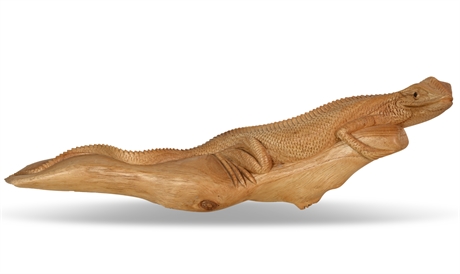 Handcarved Wooden Iguana - A One-Of-A-Kind Master Carved Lizard