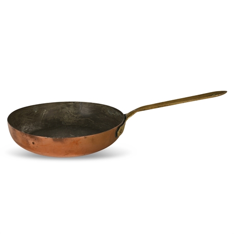 Italian Copper Frying Pan — Marked “Made in Italy” PA28, 11" Diameter