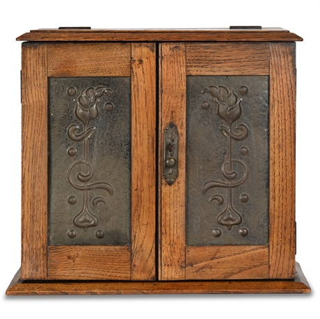 Late 19th Century English Art Nouveau Oak Pipe Cabinet