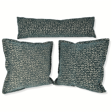 (3) Abstract Down Filled Teal Velvet Accent Pillows by Makena Décor