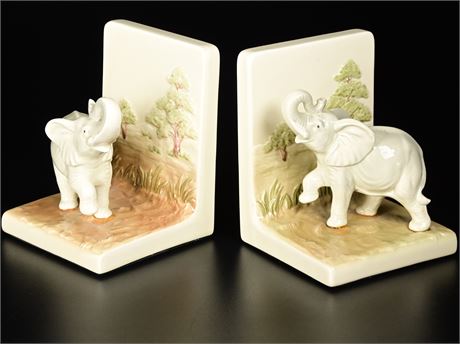 Porcelain Elephant Bookends