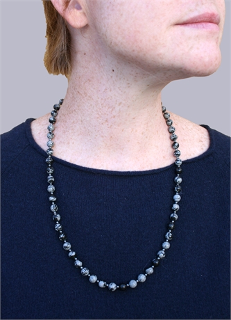 Sara Orton 'Snowflake Obsidian & Hematite Necklace'