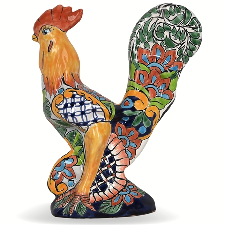 Vibrant Talavera Rooster Statue