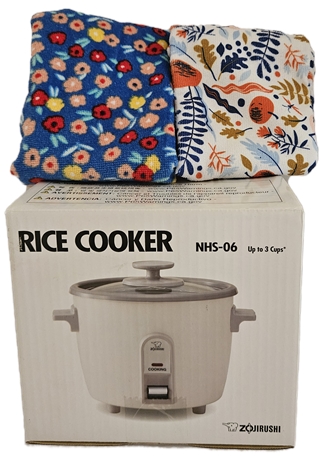 Rice Cooker Rice Cooker (3 cup) with Kitchen Towels (4)