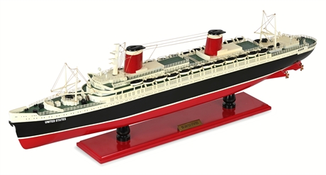 "SS United States" Ocean Liner Wooden Model 32" Cruise Ship