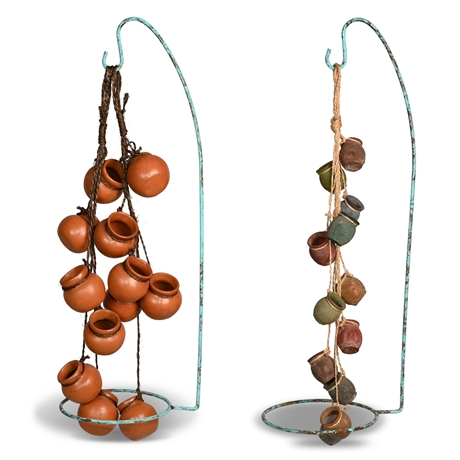 Decorative Hanging Mexican Pots with Stands