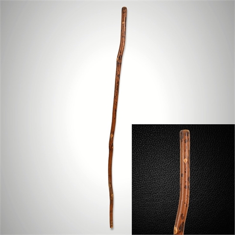 Hand-Hewn Hardwood Walking Staff with Natural Knot Figuring, 53"