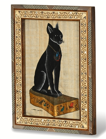 Hand Painted Bastet Cat Isis - On Papyrus