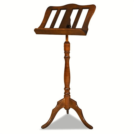Adjustable Wooden Music Stand with Turned Column and Tripod Base