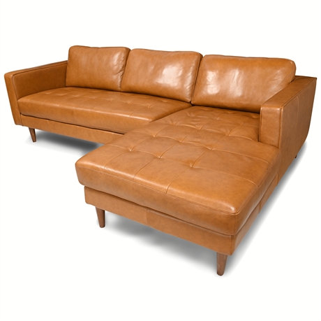 Matilda 101" Wide Genuine Leather Sofa and Chaise