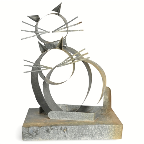 Whimsical Wind Kinetic Cat Garden Sculpture