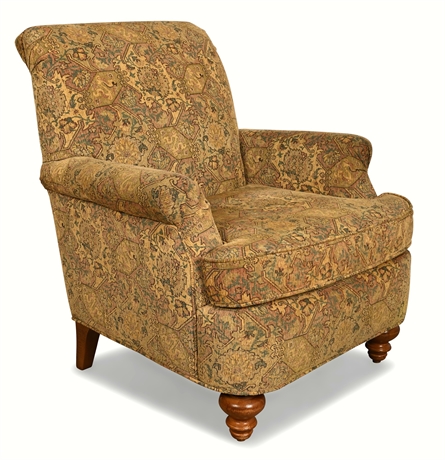 Flexsteel Upholstered Armchair — Tapestry Fabric, Turned Legs