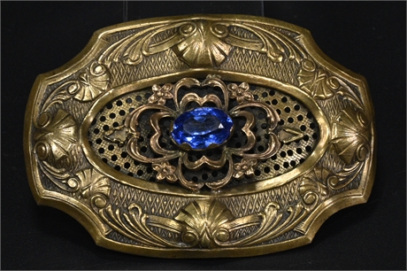 Antique Blue Glass Edwardian Sash Pin