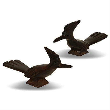 Pair Roadrunner Ironwood Sculpture