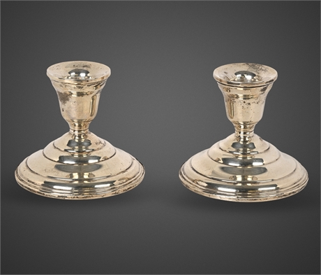 Pair of Sterling Silver Weighted Candlesticks, 3 1/4"