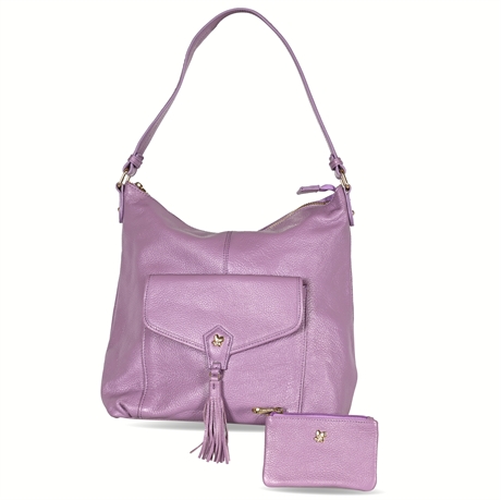 Ora Delphine Pebbled Leather Hobo with Coin Purse