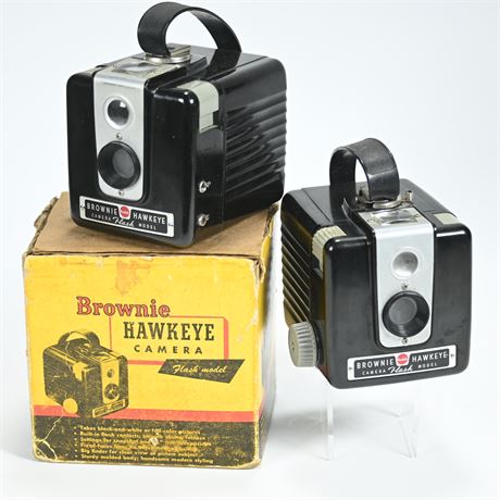 Pair Vintage Brownie Hawkeye Flash Cameras