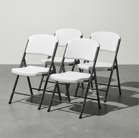 Lifetime 2804 Classic Commercial Folding Chairs – Set of 4 (White Granite)