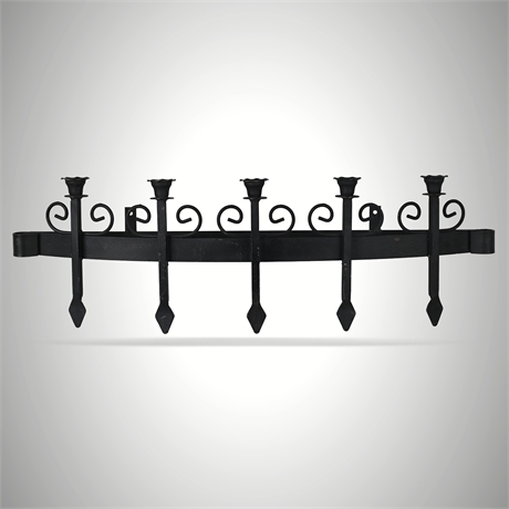 Spanish Revival Wrought Iron Five-Light Wall Candelabra – 31 5/8"