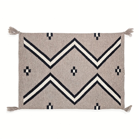 Handwoven Wool Zapotec-Style Diamond & Cross Weaving with Tassels