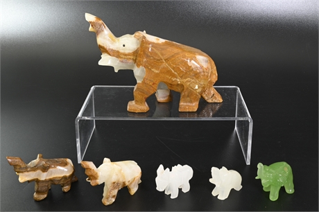 Carved Stone Elephant Collection