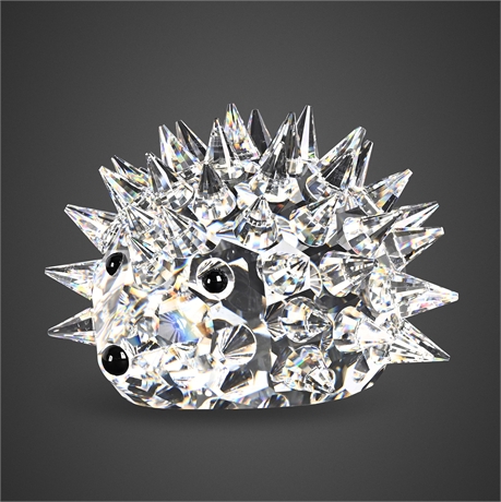 Swarovski Silver Crystal "Hedgehog Large" Figurine with Original Box, Austria