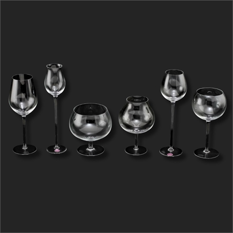 Moser Club's Physiognomical Toasting Snifters by Gscheidel, Set of 6 in Case
