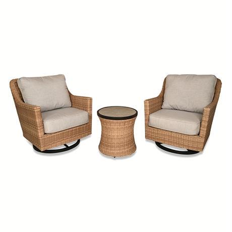 Member's Mark Wicker Swivel Glider Chairs & Tile-Top Table, 3-Piece Set