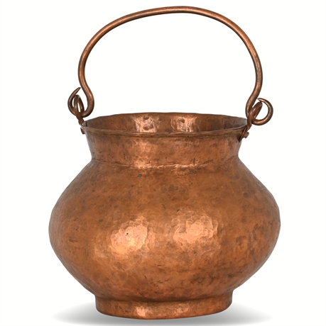 Antique Hammered Copper Cauldron