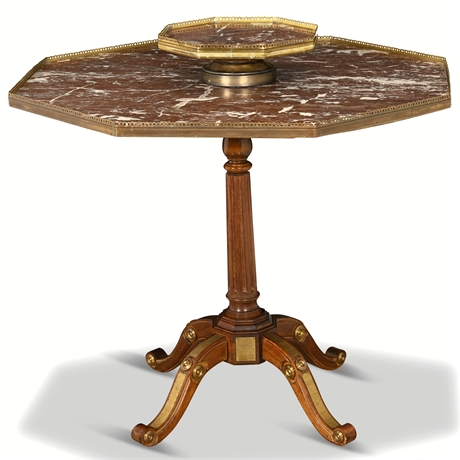 French 19th Century Louis XVI Style Mahogany and Marble Two-Tier Center Table