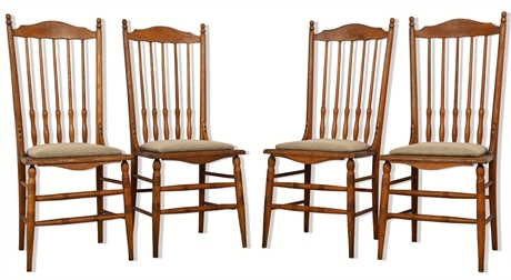 (4) Antique Oak Spindle Back Chairs