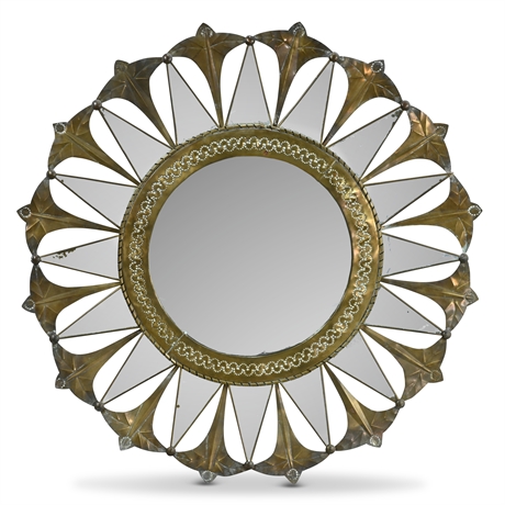 Vintage Punched Brass Mirror
