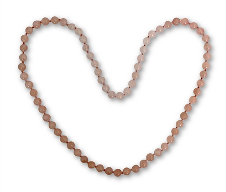 Vintage 30" Rose Quartz Necklace, 10mm Beads