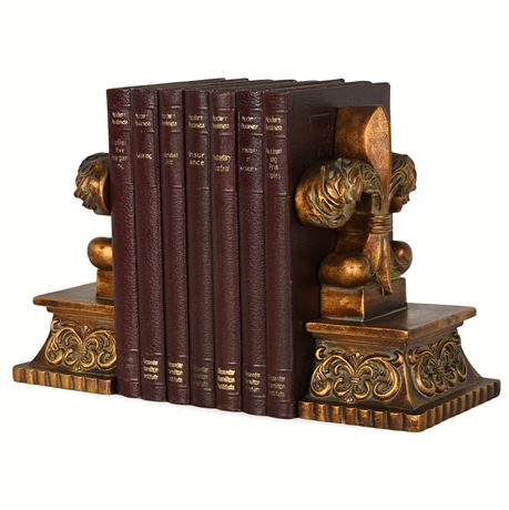 Pair of Fleur-de-Lis Bookends – Gilt Bronze Finish, 7” Tall