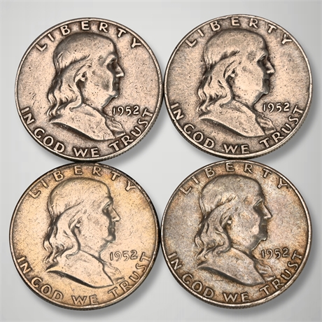 (4) 1952 Franklin Silver Half Dollars