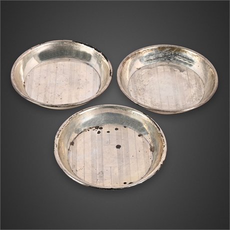 Sterling Silver Engine-Turned Coasters, Set of 3