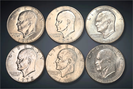 (6) 1971, 1972, and 1976 Eisenhower Dollars