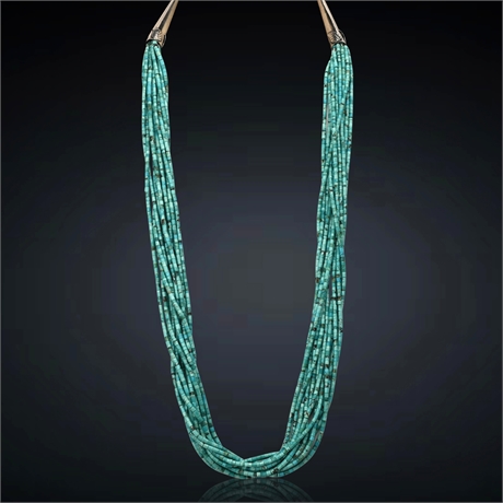 Vintage Navajo 12 Strand Turquoise Necklace