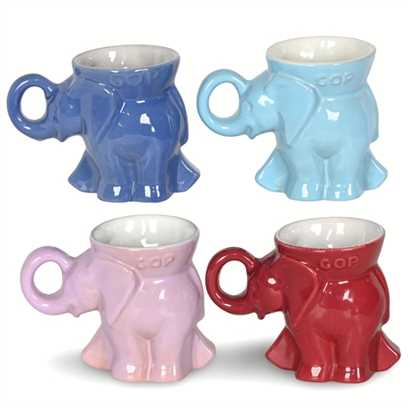 Frankoma Republican Elephant Mugs (1970, 1982, 1983, 1984)