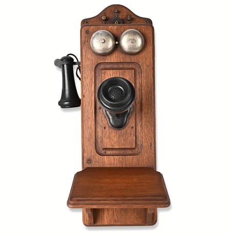 Antique 1901 Kellogg Wall Phone — Oak, Modernized