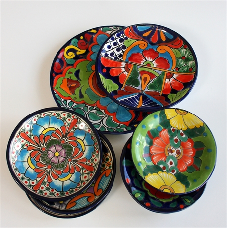 Mexican Plate Set - Handcrafted Pottery