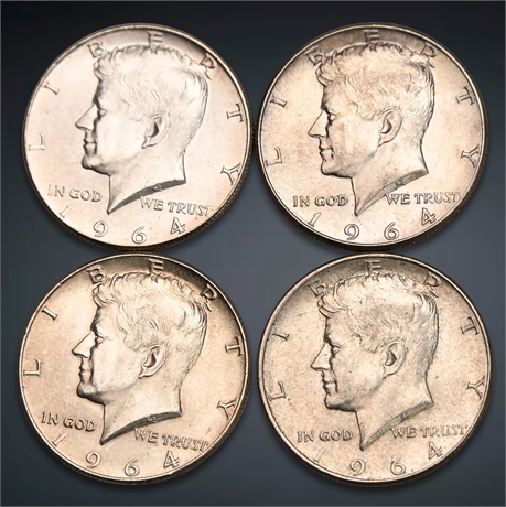 1964 (4) Kennedy Silver Half Dollars