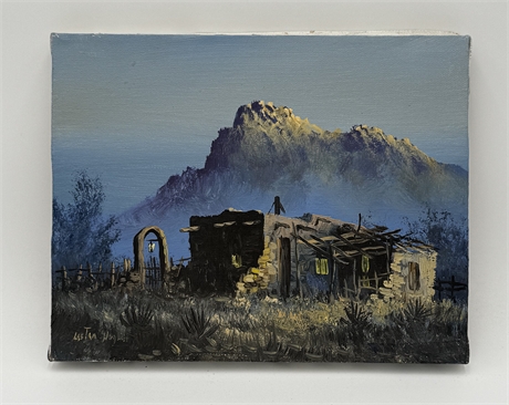 Lester Hughes, Dripping Springs in Las Cruces at Dusk, Signed Oil on Canvas