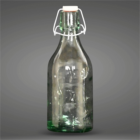 Vintage Green Glass Milk Bottle w/ Airtight Stopper