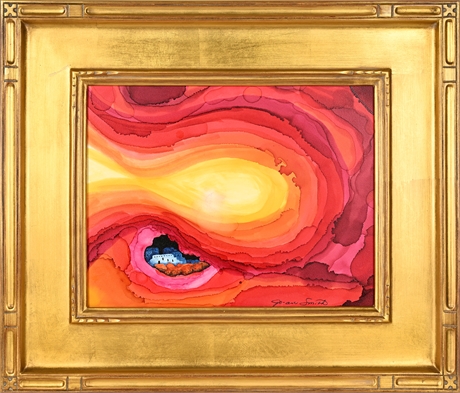 Jo-An Smith 'Hidden Treasure' — Gila Cliff Dwellings Alcohol Ink Painting