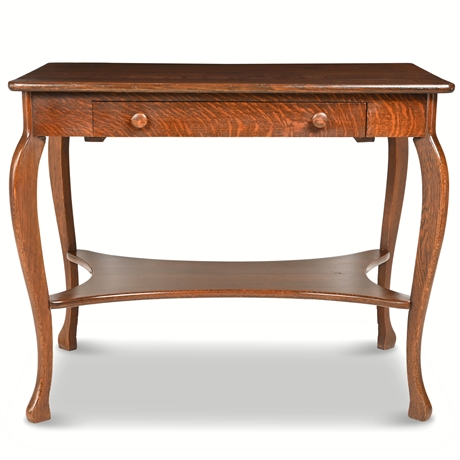 Antique Tiger Oak Library Table