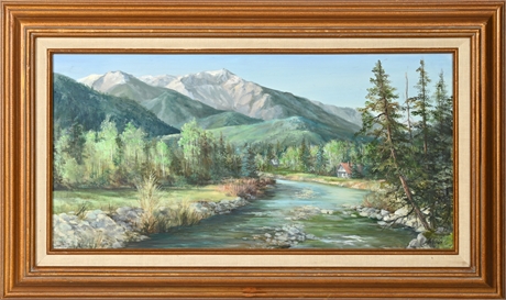 Pat Durgin 'Mountain River' Original Oil Painting