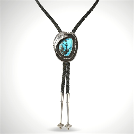 Vintage Navajo Sterling Silver and Turquoise Bolo Tie